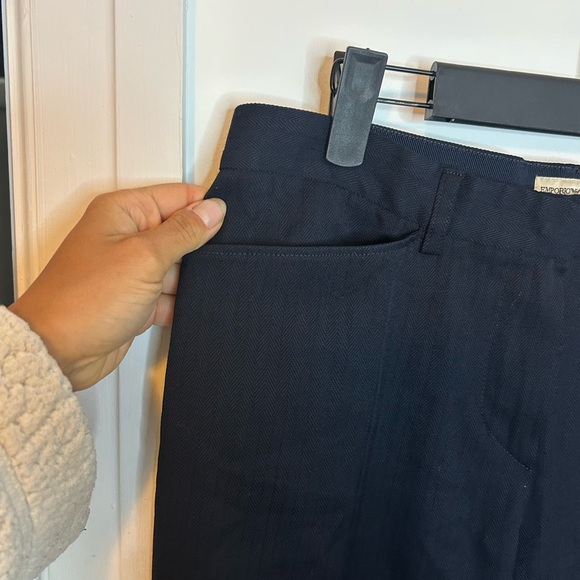 Emporio Armani Deep Navy Blue Wool Wide Leg Pants - Picture 5 of 5